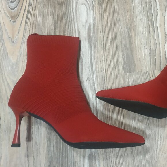 Pointed Toe Knit Stiletto Ankle Boots - Picture 3 of 8